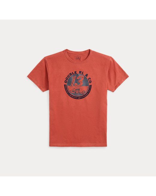RRL Jersey T-shirt Met Ronde Hals En Graphic in het Red voor heren