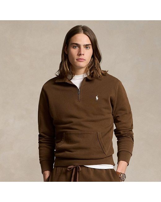 Polo Ralph Lauren Brown Loopback Fleece Quarter-zip Sweatshirt for men