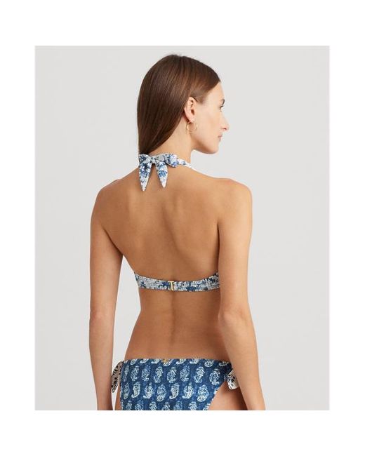 Top halter da bikini con lacci di Lauren by Ralph Lauren in Blue