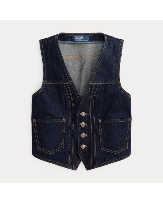 Polo Ralph Lauren Blue Buttoned Denim Waistcoat