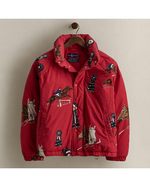 Ralph Lauren Red C. 1989 Print Down Coat