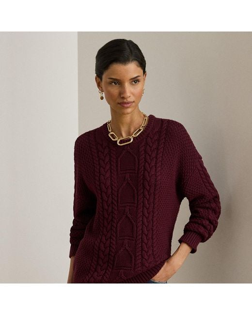 Ralph Lauren Red Ralph Lauren Cable-Knit Cotton Crewneck Sweater