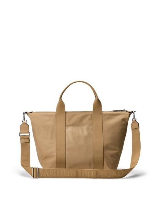 Ralph Lauren Stevie Extra Grote Nylon Tas Met Rits in het Natural