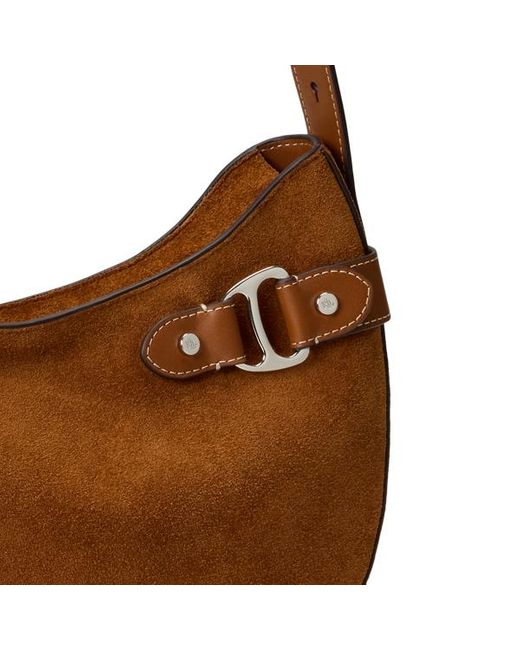 Borsa a spalla Tasha grande in camoscio di Ralph Lauren in Brown