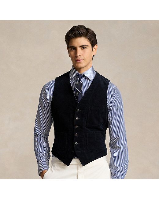 Polo Ralph Lauren Blue Stretch Corduroy Waistcoat for men
