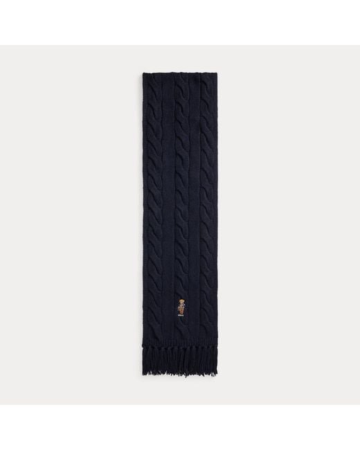 Polo Ralph Lauren Blue Polo Bear Cable-Knit Scarf