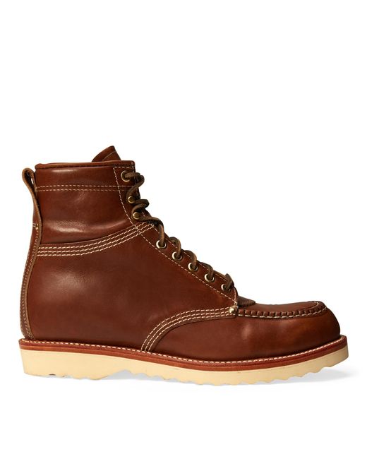 Ralph Lauren Brown Brunel Leather Work Boot for men