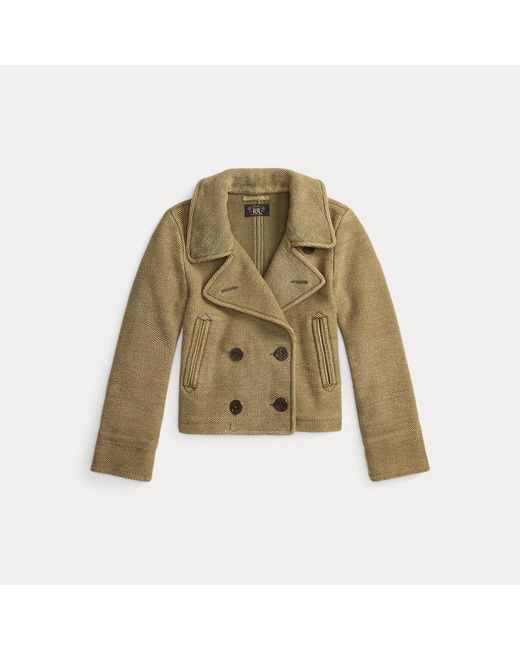 RRL Blue Handwoven Cropped Peacoat