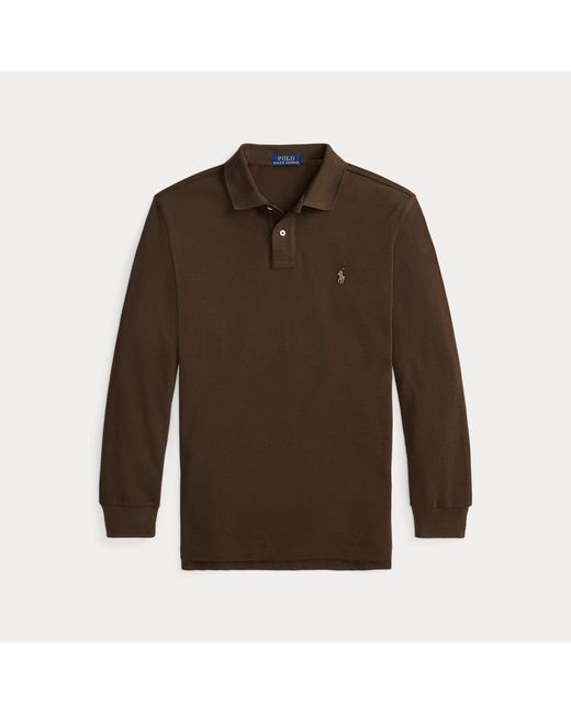 Polo Ralph Lauren Brown Custom Slim Fit Mesh Polo Shirt for men