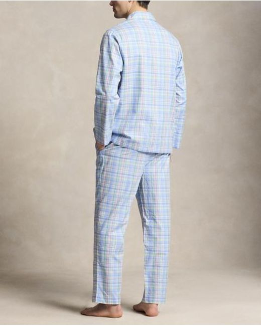 Polo Ralph Lauren Blue Monogram-Print Cotton Pyjama Set for men