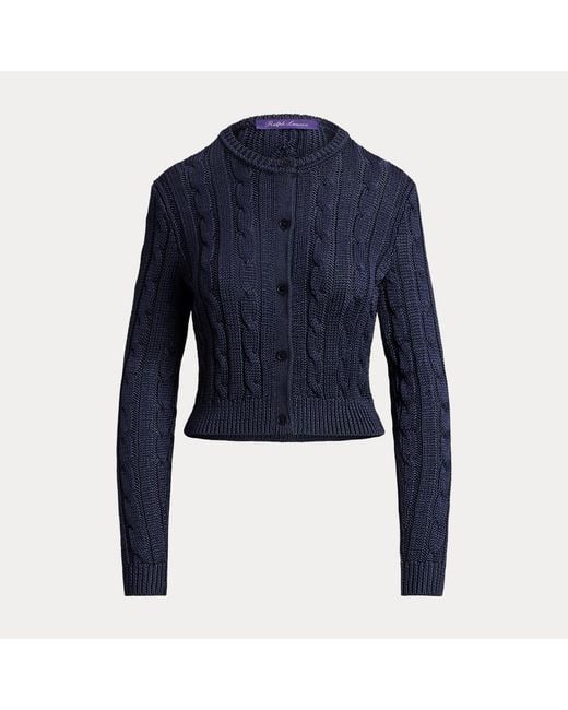 Cardigan Torsadé En Soie Cropped Fit Ralph Lauren en coloris Blue