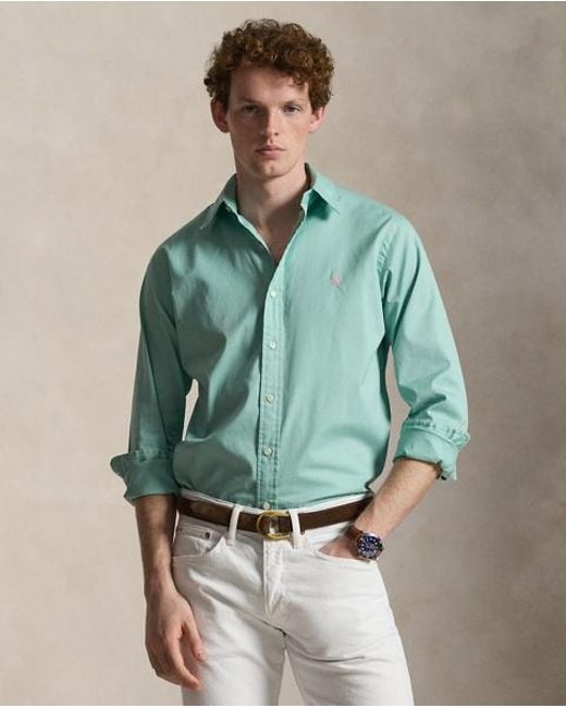Polo Ralph Lauren Blue Custom Fit Featherweight Twill Shirt for men