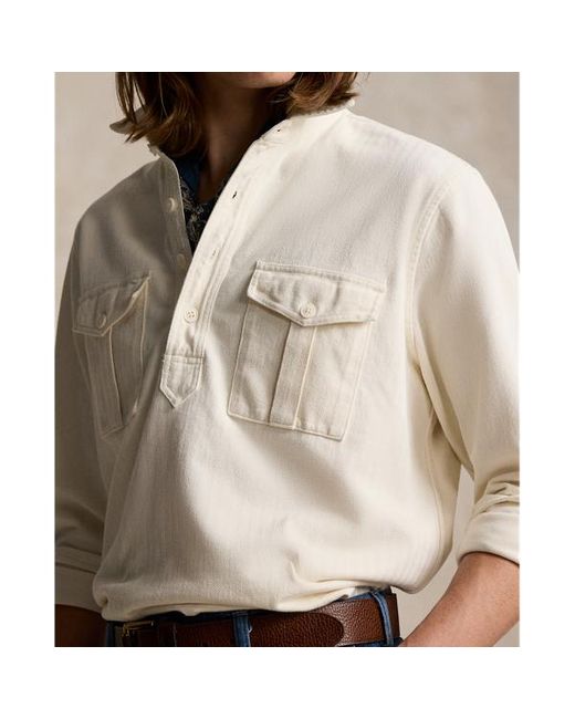 Camicia popover in maglia jacquard di Polo Ralph Lauren in Natural da Uomo