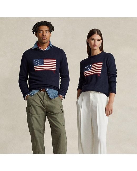 Polo Ralph Lauren The Iconic Flag Sweater in Blue for Men | Lyst
