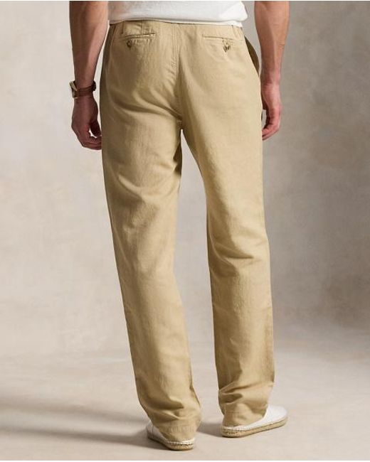 Ralph Lauren Natural Bedford Classic Fit Linen-Cotton Trouser for men