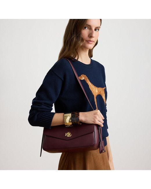 Ralph Lauren Blue Nappa Leather Medium Farrah Shoulder Bag