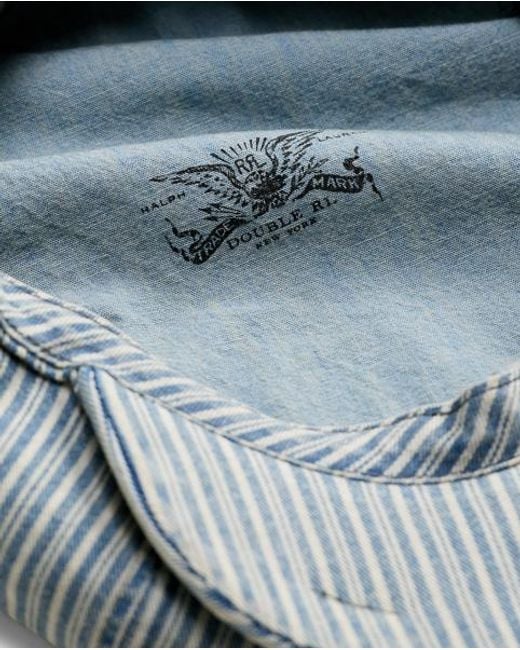 RRL Blue Striped Twill Newsboy Cap for men