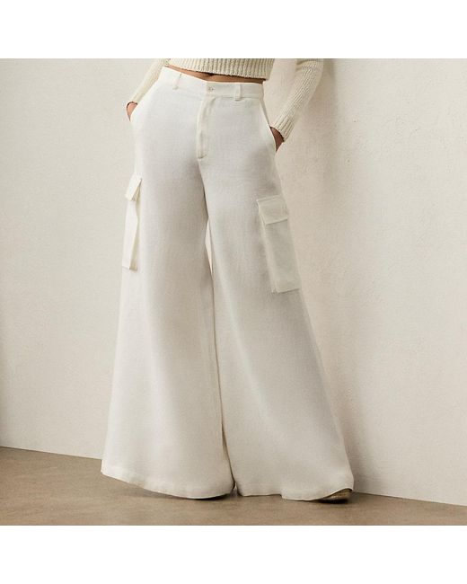 Ralph Lauren Ralph Lauren Carry Linen Wide-Leg Cargo Pant in Natural | Lyst