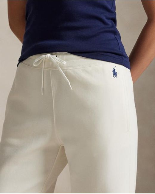 Polo Ralph Lauren White Doppellagige Jogginghose Mit Weitem Bein