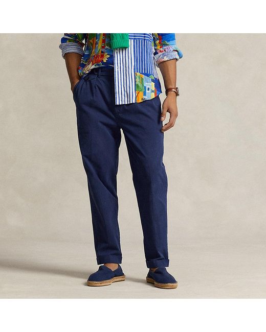 Ralph Lauren Blue Slim Tapered Fit Pleated Twill Trouser for men