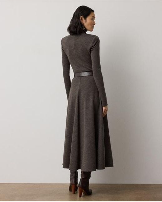 Ralph Lauren Gray Emmerson Tick-Weave Jersey Day Dress