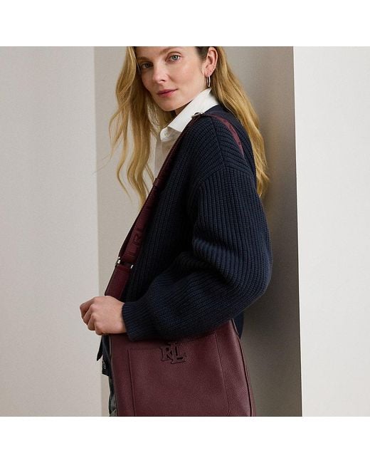 Ralph Lauren Blue Große Narbenleder-Umhängetasche Cameryn