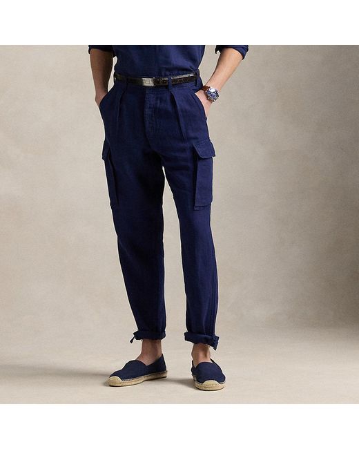 Pantalón Cargo De Lino Slim Tapered Fit Polo Ralph Lauren de hombre de color Blue