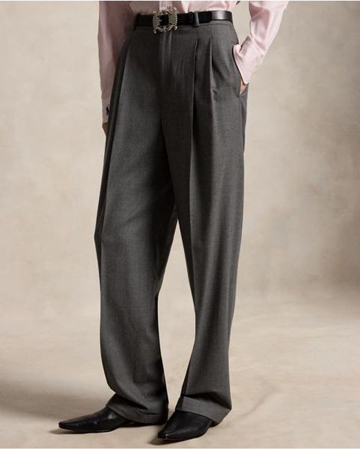 Ralph Lauren Black Wool-Blend Bacall Trouser