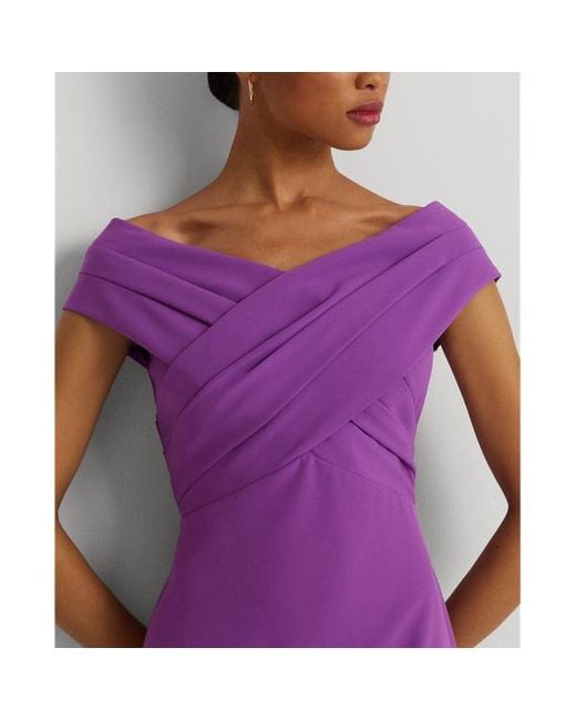 Vestido de cóctel de crepé Lauren by Ralph Lauren de color Purple