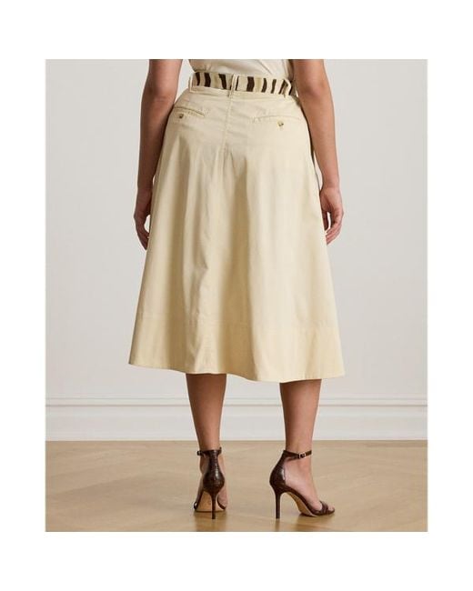 Ralph Lauren Natural Ralph Lauren Button-Front Micro-Sanded Twill Skirt
