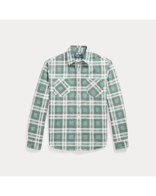 Polo Ralph Lauren Blue Classic Fit Plaid Flannel Workshirt for men