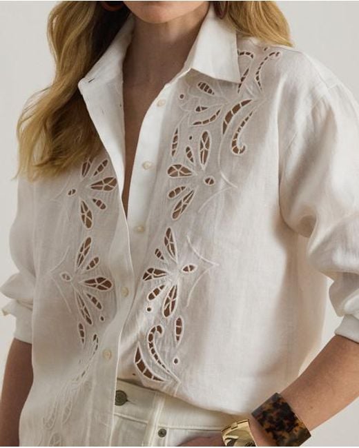 Ralph Lauren Natural Eyelet Linen Shirt