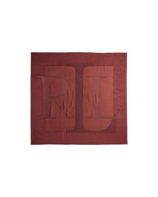 Ralph Lauren Red Ralph Lauren Logo Jacquard Wool-Silk Square Scarf