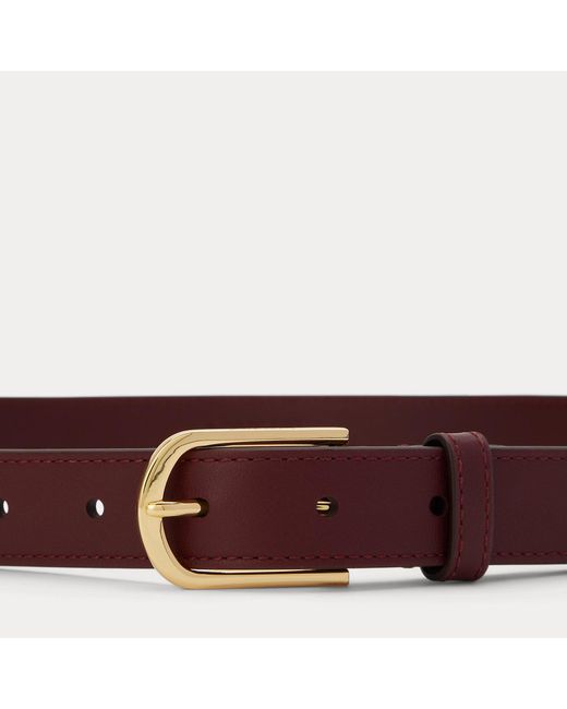 Ralph Lauren Brown Rounded-Buckle Leather Skinny Belt