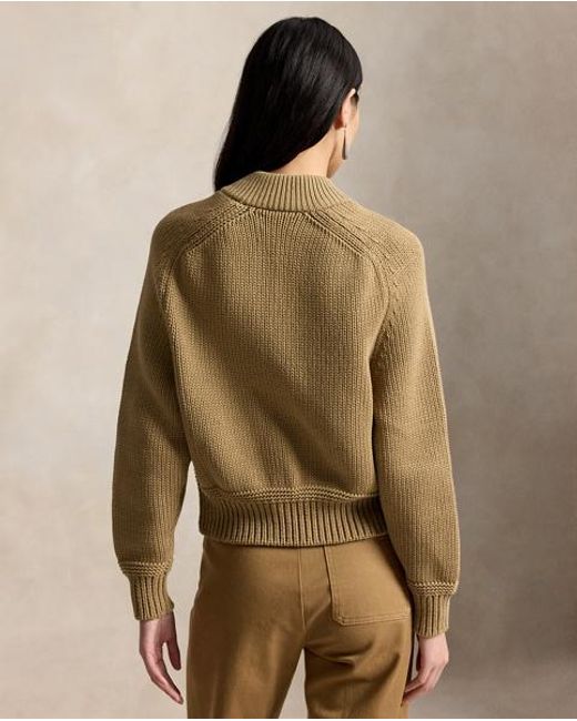 Polo Ralph Lauren Brown Cotton-Blend Full-Zip Jumper