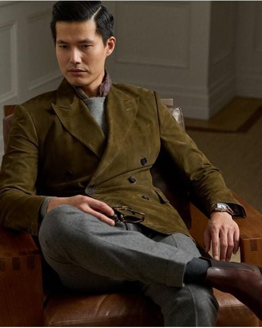 Ralph Lauren Kent Handgemaakt Suède Colbert in het Green voor heren