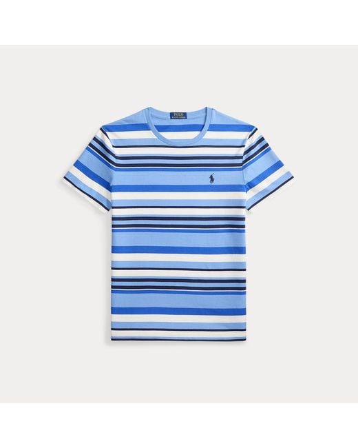 Polo Ralph Lauren Blue Custom Slim Fit Striped Jersey T-Shirt for men