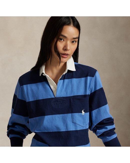 Polo Ralph Lauren Blue Jersey Shaped Rugby Shirt