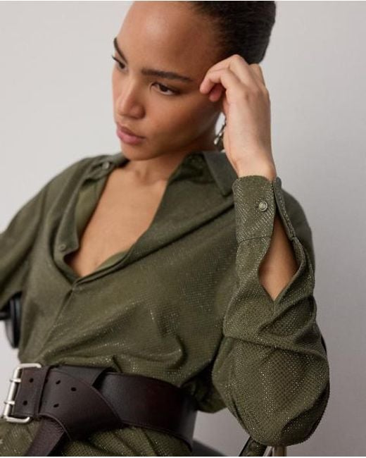 Ralph Lauren Green Adrien Relaxed Fit Embellished Shirt