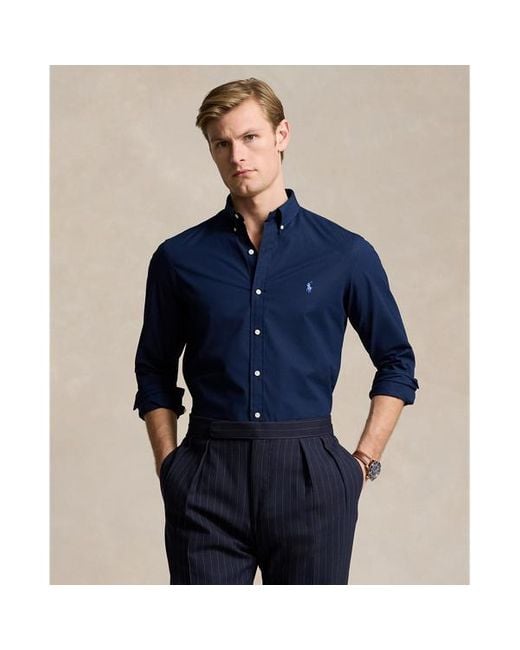 Polo Ralph Lauren Slim-Fit-Popelinehemd mit Stretch in Blue für Herren