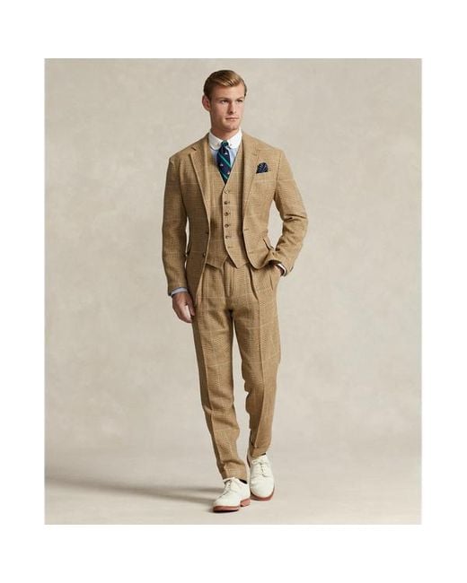 Pantaloni in tweed scozzese con piega di Ralph Lauren in Green da Uomo