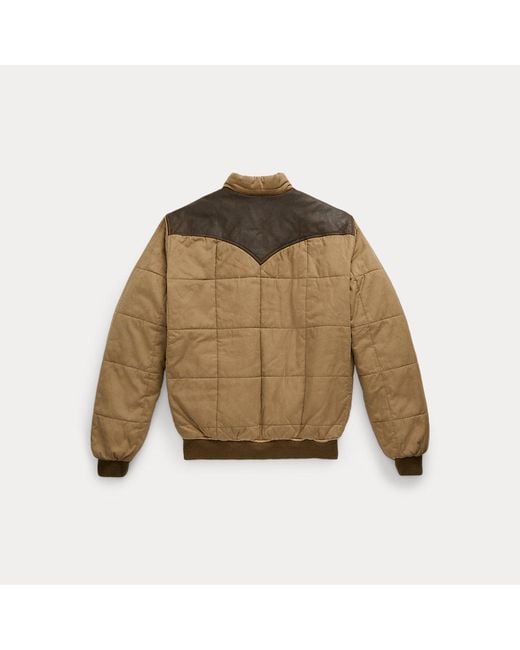 RRL Leather yoke Quilted Oilcloth Jacket in Brown for Men Lyst UK