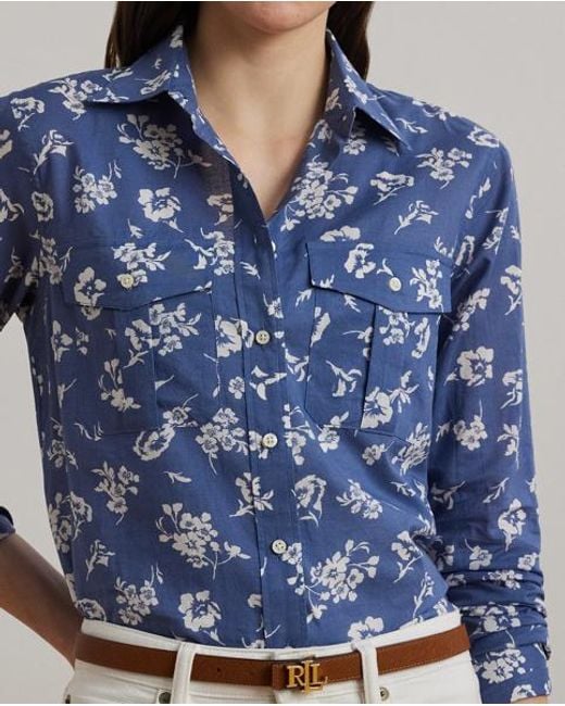 Ralph Lauren Classic Fit Katoenen Voile Overhemd in het Blue