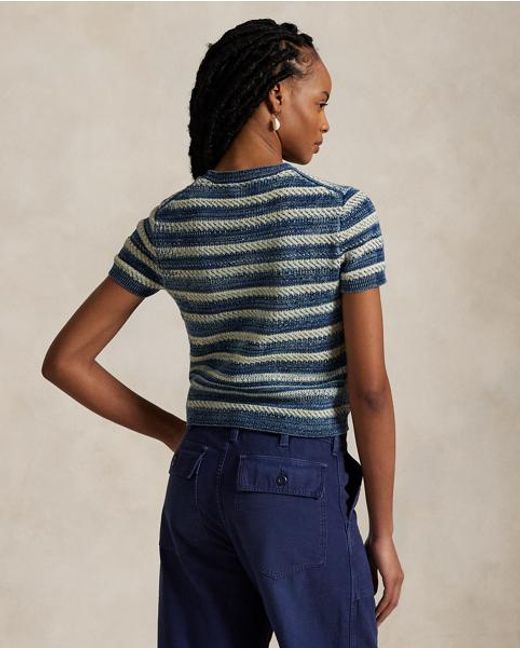 Polo Ralph Lauren Blue Gestreifter Baumwoll-Kurzarmpullover