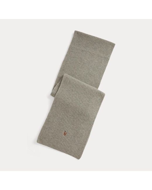 Polo Ralph Lauren Gray Rib-Knit Wool-Blend Scarf for men