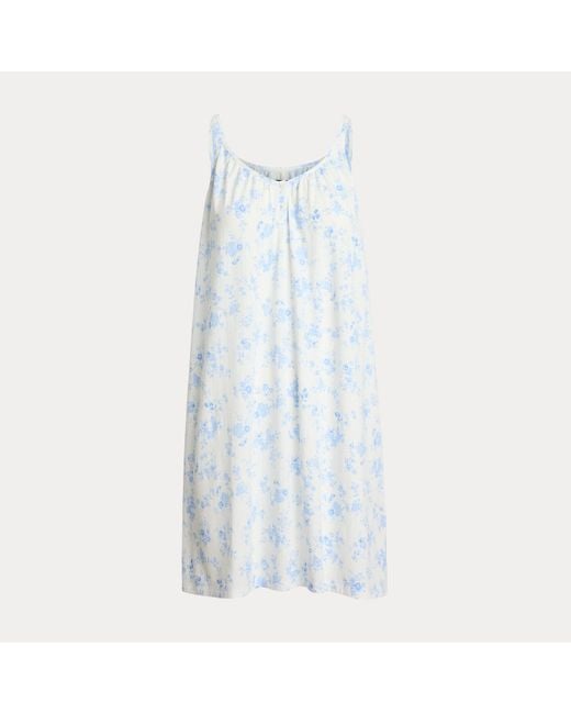 Ralph Lauren Blue Floral Jersey Double-Strap Nightgown
