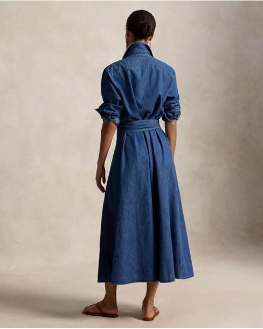 Ralph Lauren Blue Chambray Tie-Waist Shirtdress