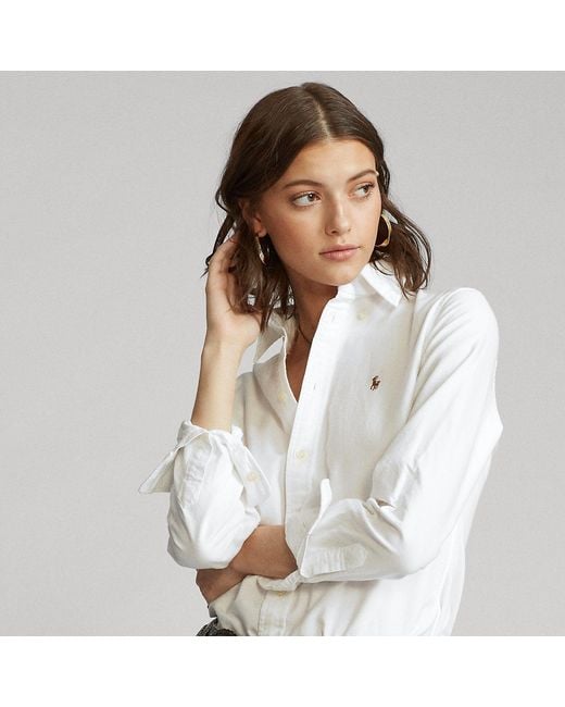 Polo Ralph Lauren White Slim Fit Washed Cotton Oxford Shirt