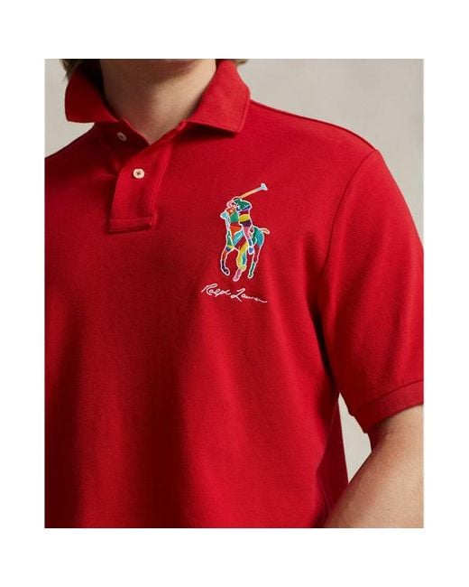 Polo Ralph Lauren Classic Fit Mesh Polo-shirt Met Big Pony in het Red voor heren