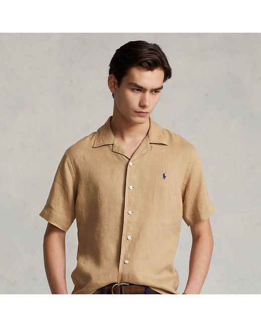 Ralph Lauren Classic Fit Linen Camp Shirt in Natural for Men Lyst